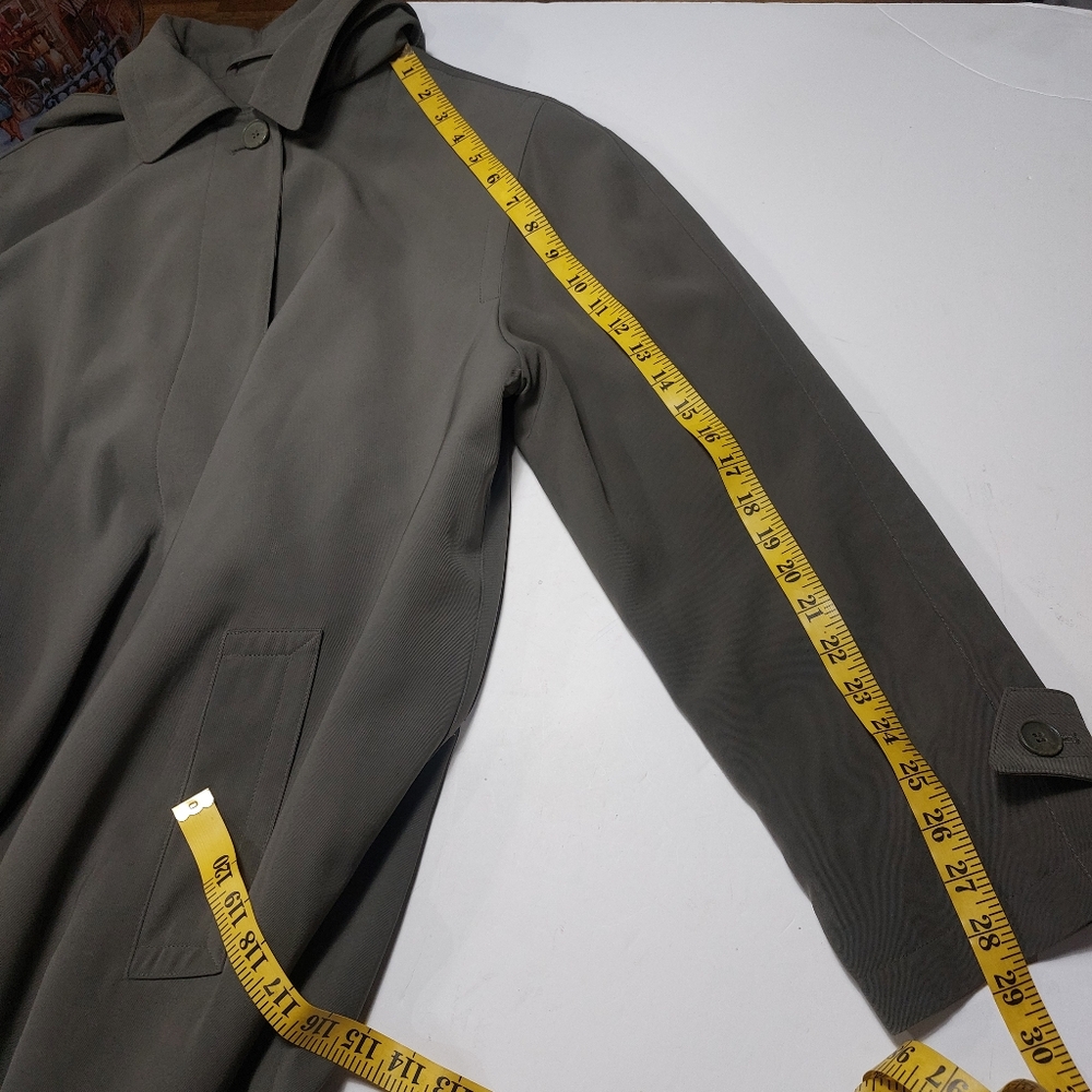 Anne Kline Olive Green Trench Coat Size 8 - Picture 14 of 16
